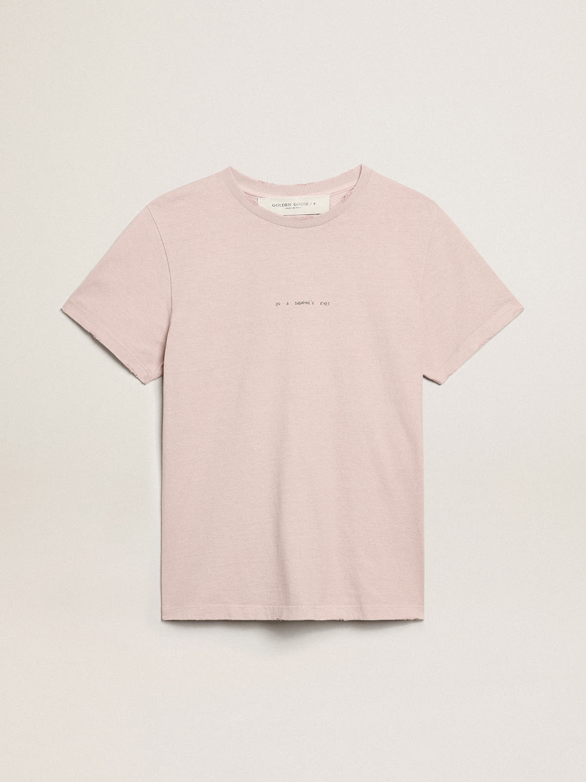 Pale pink T-shirt with lettering on the front - 1