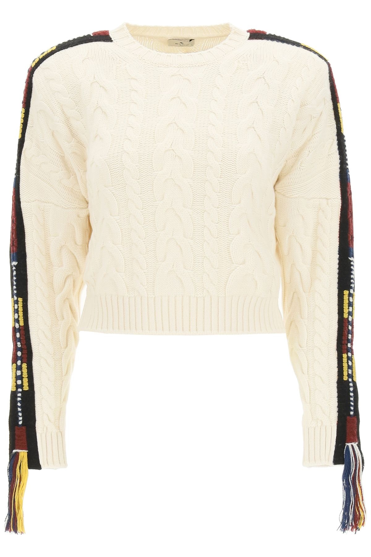 CREW NECK SWEATER WITH FRINGES - 1