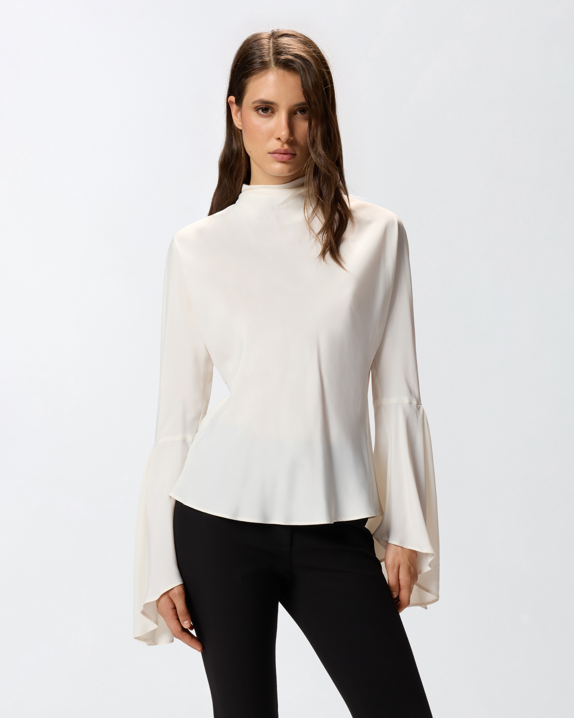CREPE DE CHINE BLOUSE WITH REAR NECKLINE - 2