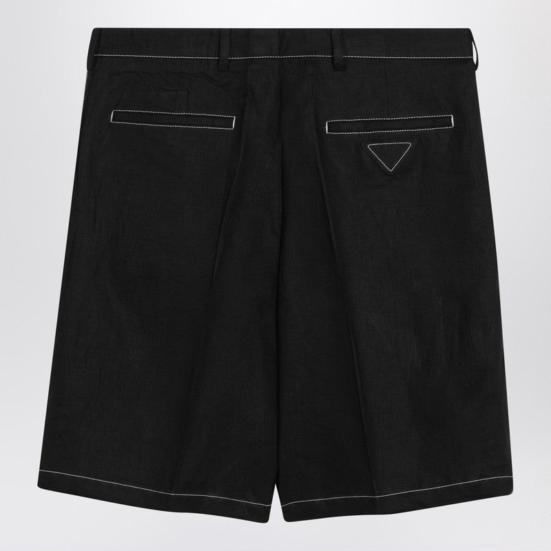Prada Black Linen Bermuda Shorts Men - 2
