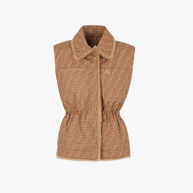 Brown mink and nylon vest 5