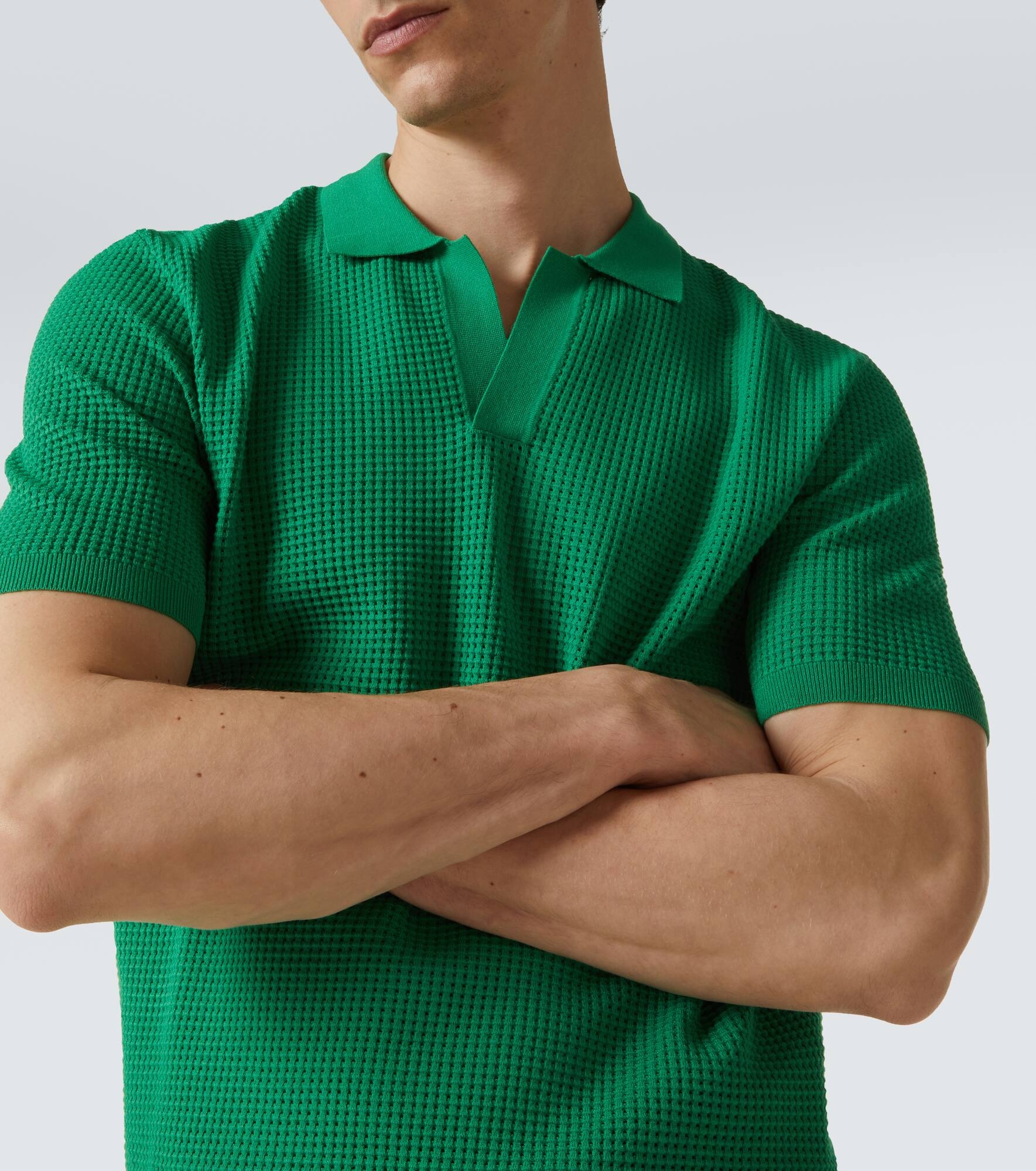 Roddy waffle-knit mesh polo shirt - 5
