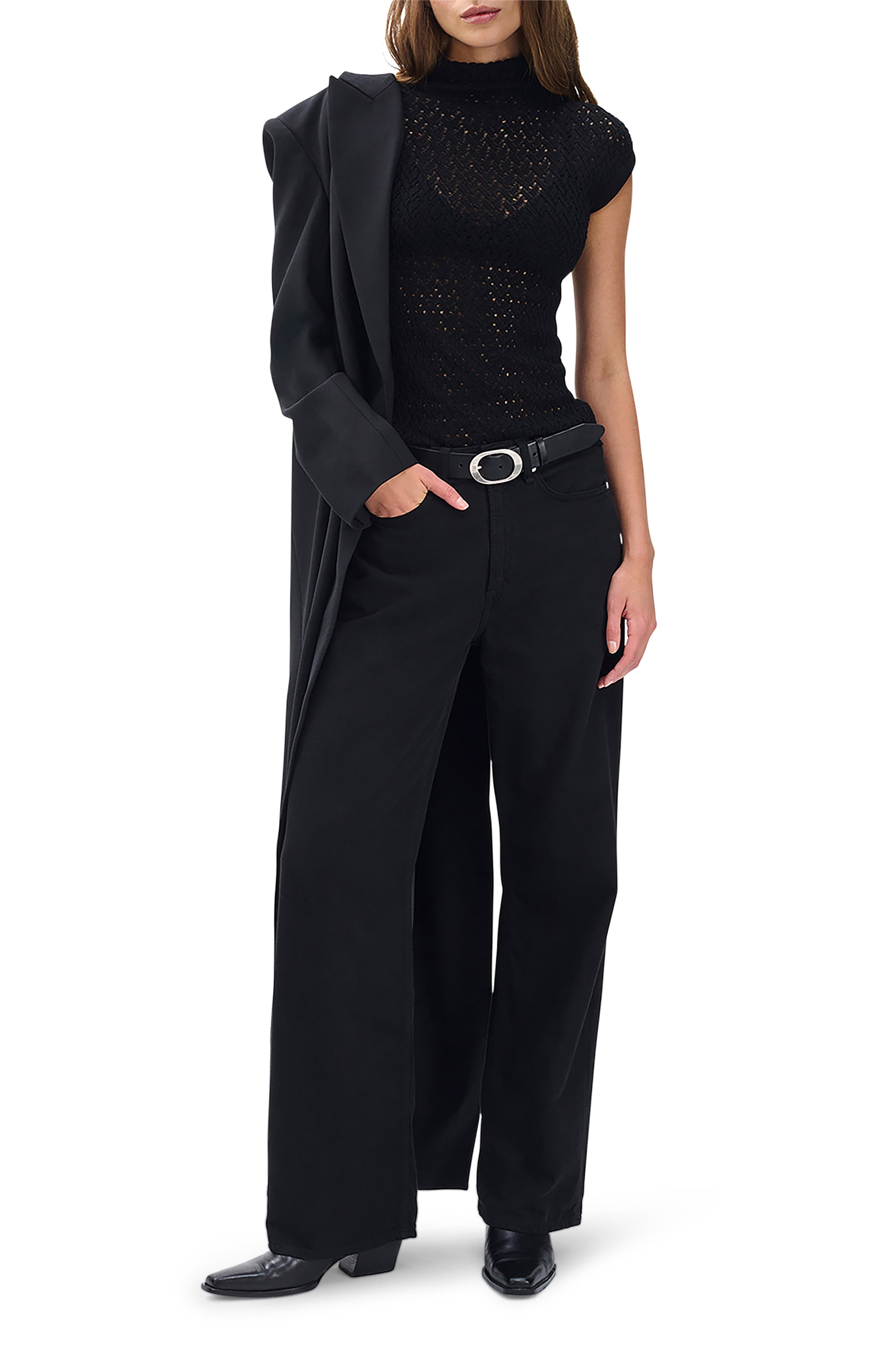 rag & bone Tana Cap Sleeve Sweater in Black at Nordstrom - 7