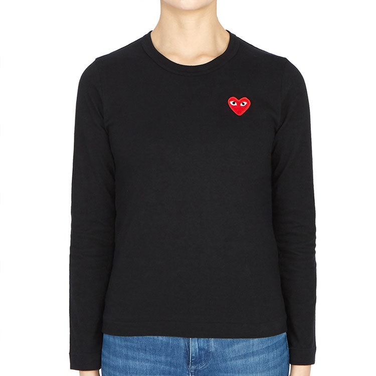 (WMNS) COMME des GARCONS PLAY Logo Long Sleeves Tee 'Black' AZ-T117-051-1 - 2
