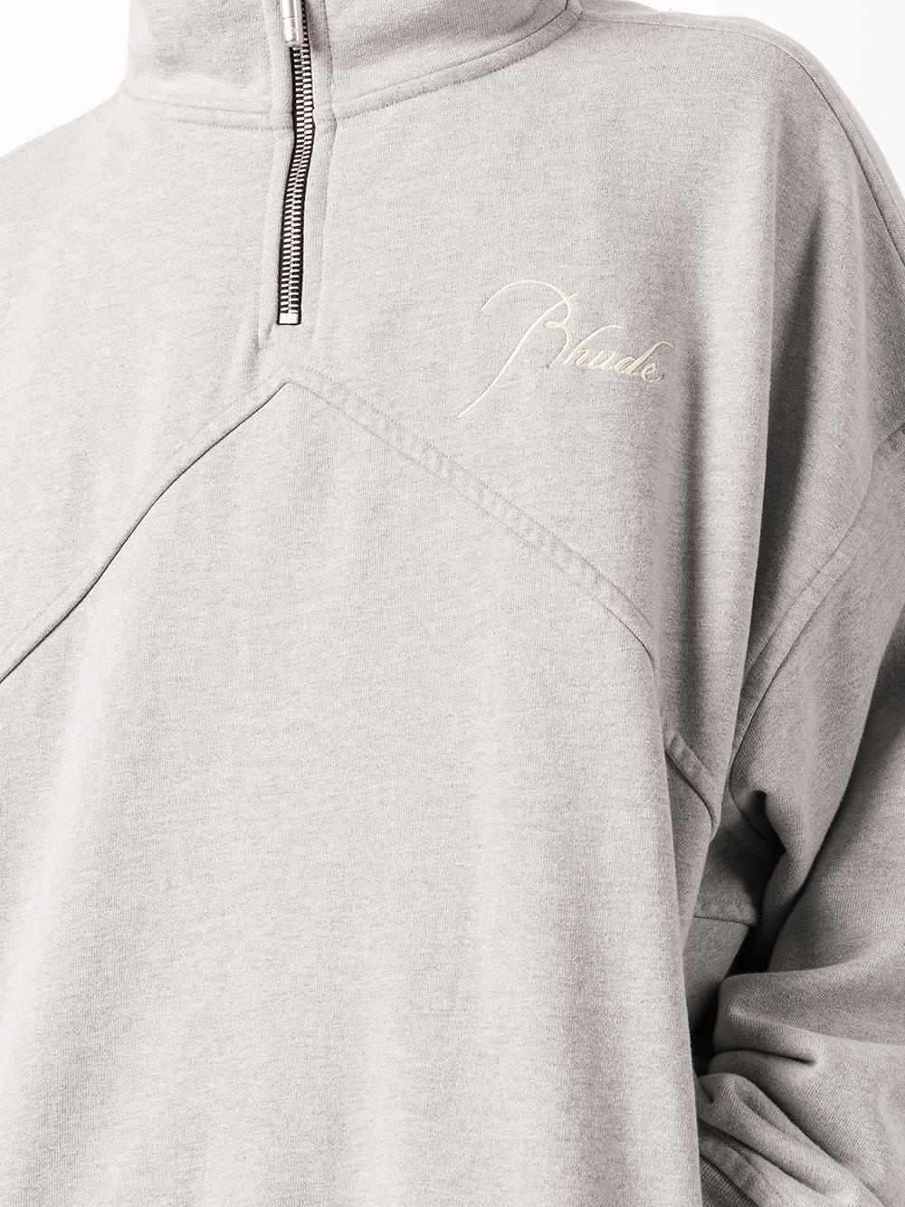 embroidered-logo pullover zip sweatshirt - 5