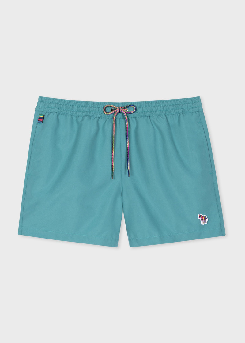 Light Teal Zebra Logo Swim Shorts 1