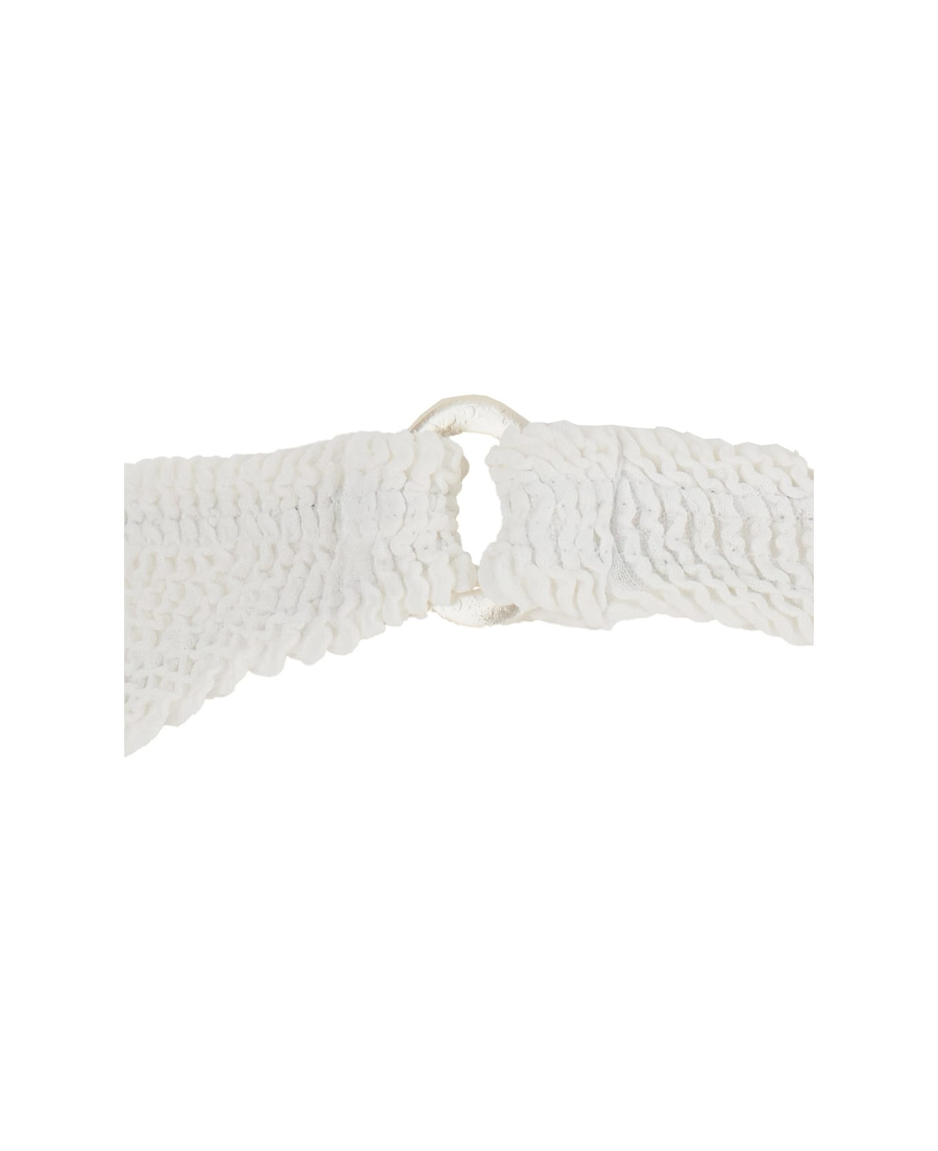 'misty' White Bikini With Fixed Spaghetti Straps And Cut-out With Ring In Tech Fabric Stretch Woman - 3