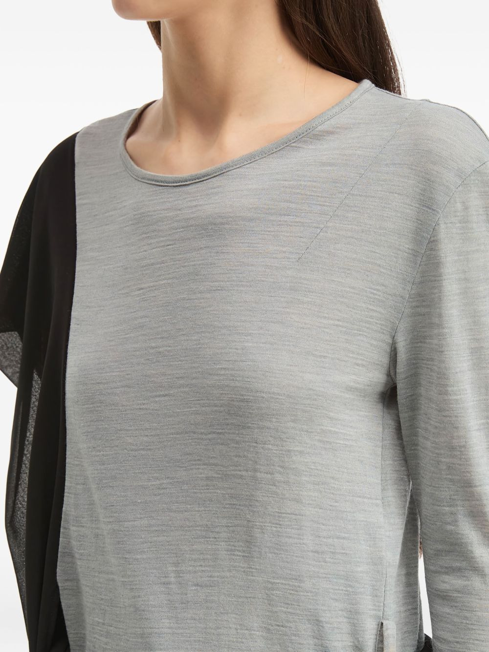 draped-panel long-sleeved top - 5