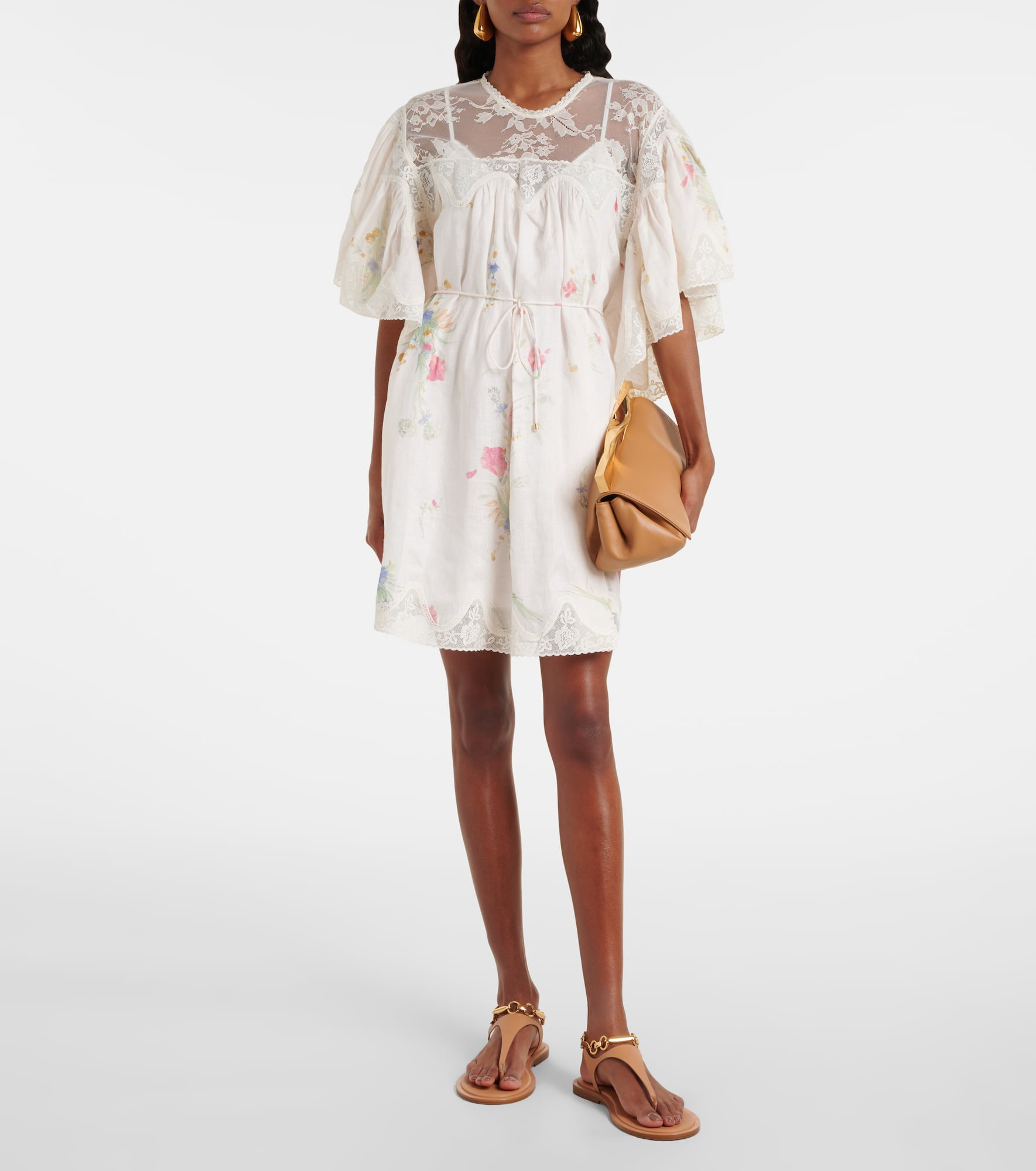 Lucky lace-trimmed linen minidress - 2