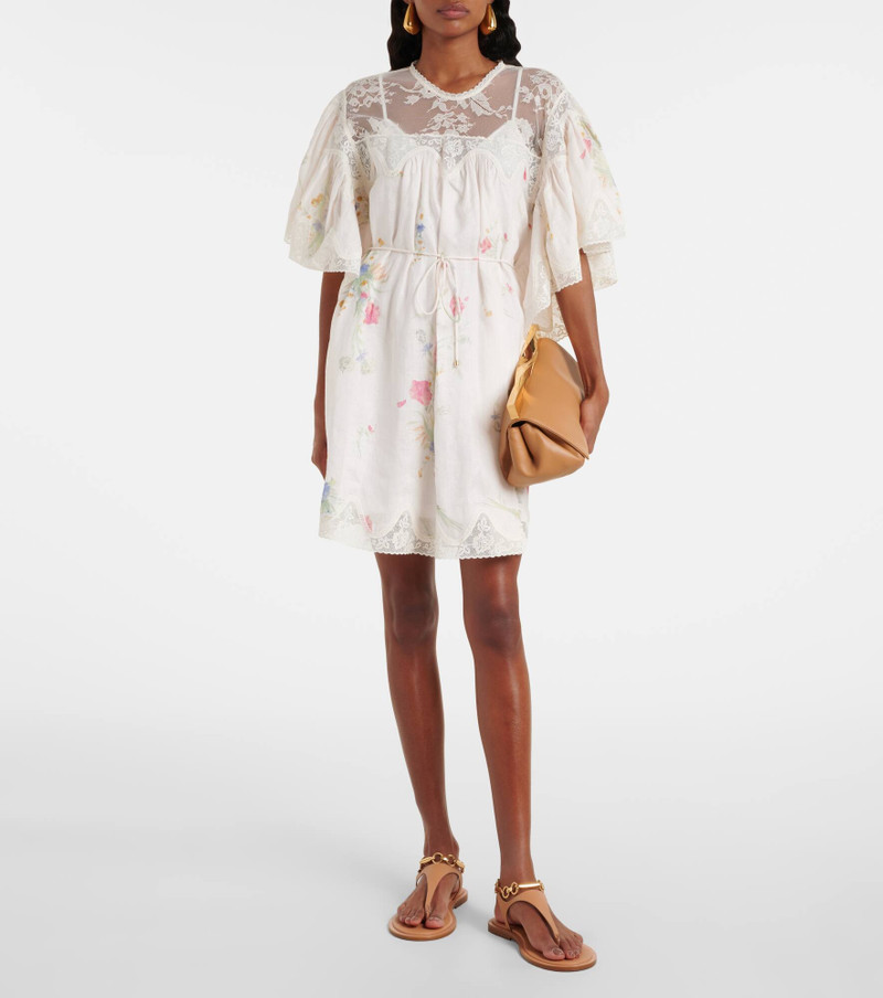 Zimmermann Lucky lace-trimmed linen minidress outlook