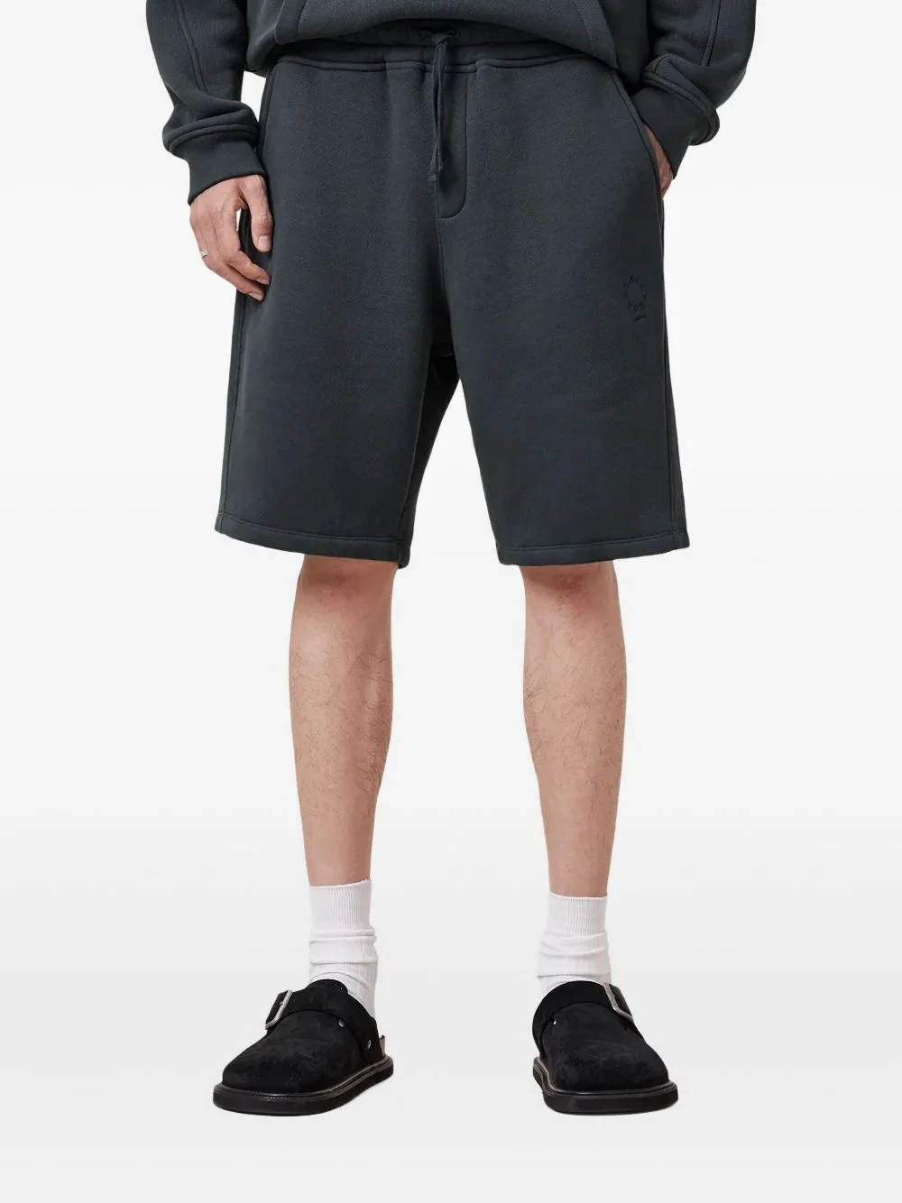 logo-embroidered drawstring track shorts - 1
