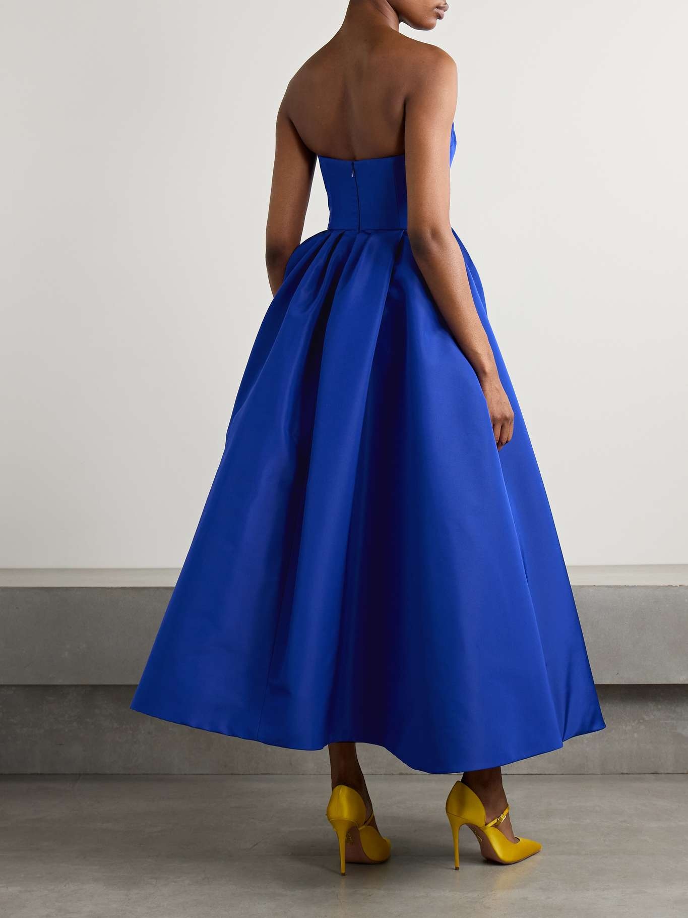 Strapless pleated silk-faille gown Cobalt blue - 3