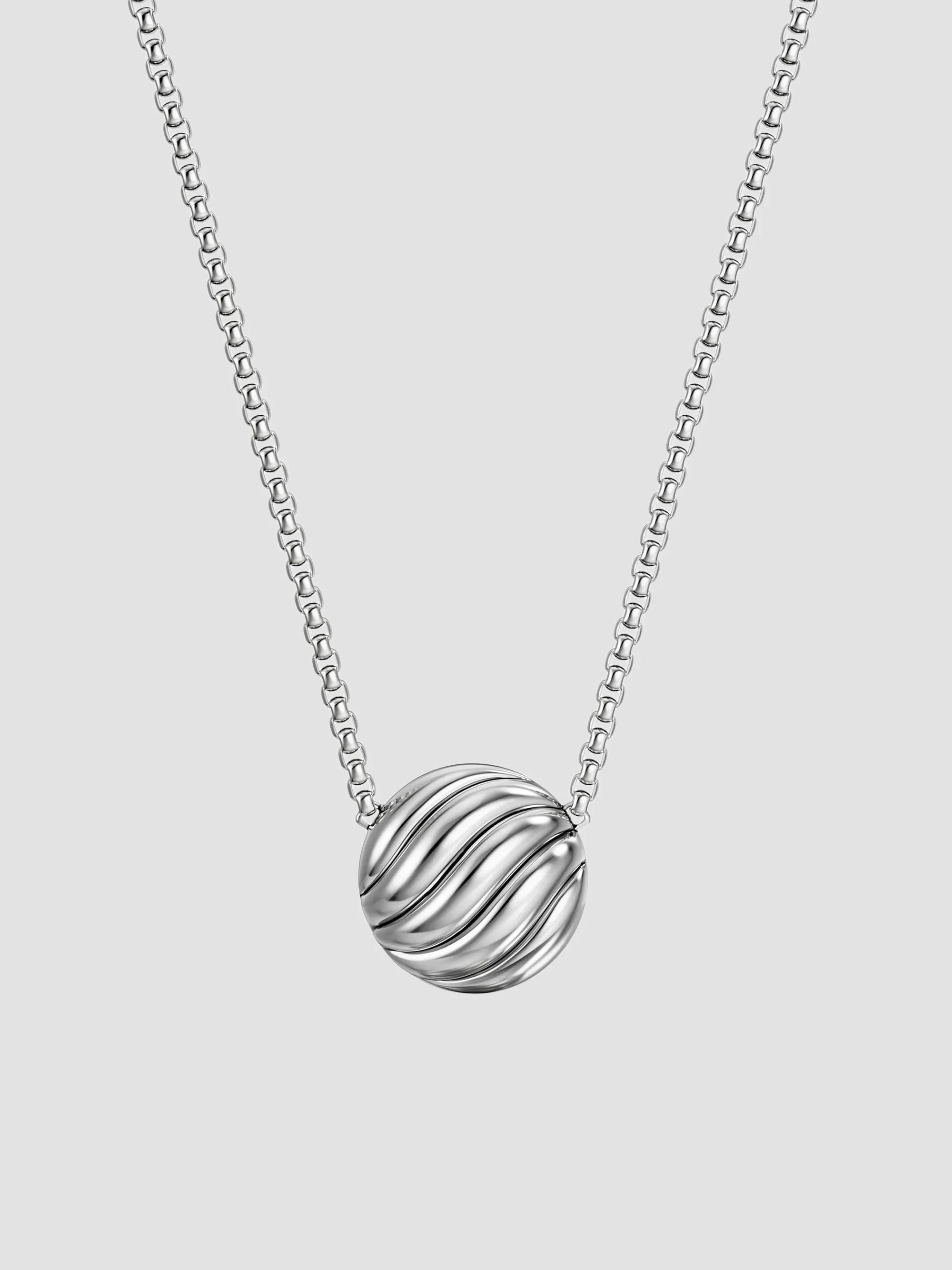 Women's Sculpted Cable Pendant Necklace in Sterling Silver, 10MM - Silver - 1