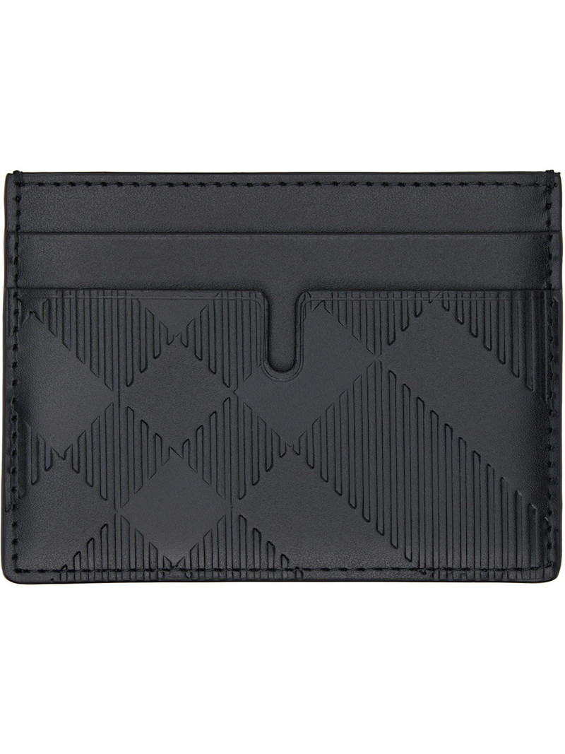 Burberry Black Embossed Check Card Holder outlook