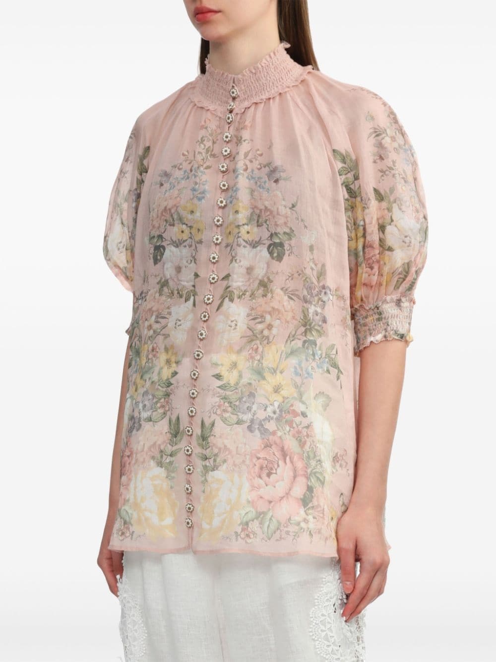 Waverly floral-print ramie blouse - 3