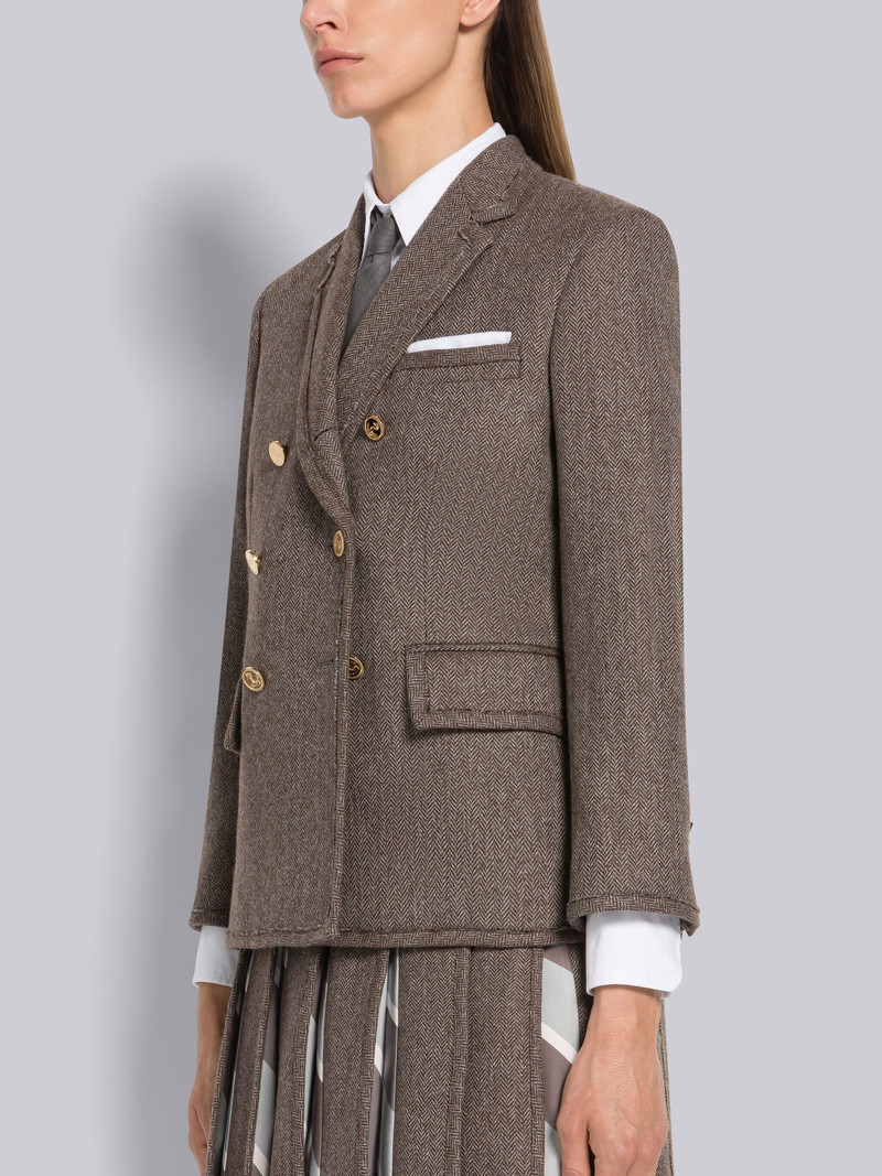Thom Browne Herringbone Lambswool Double Breasted Classic Sport Coat outlook