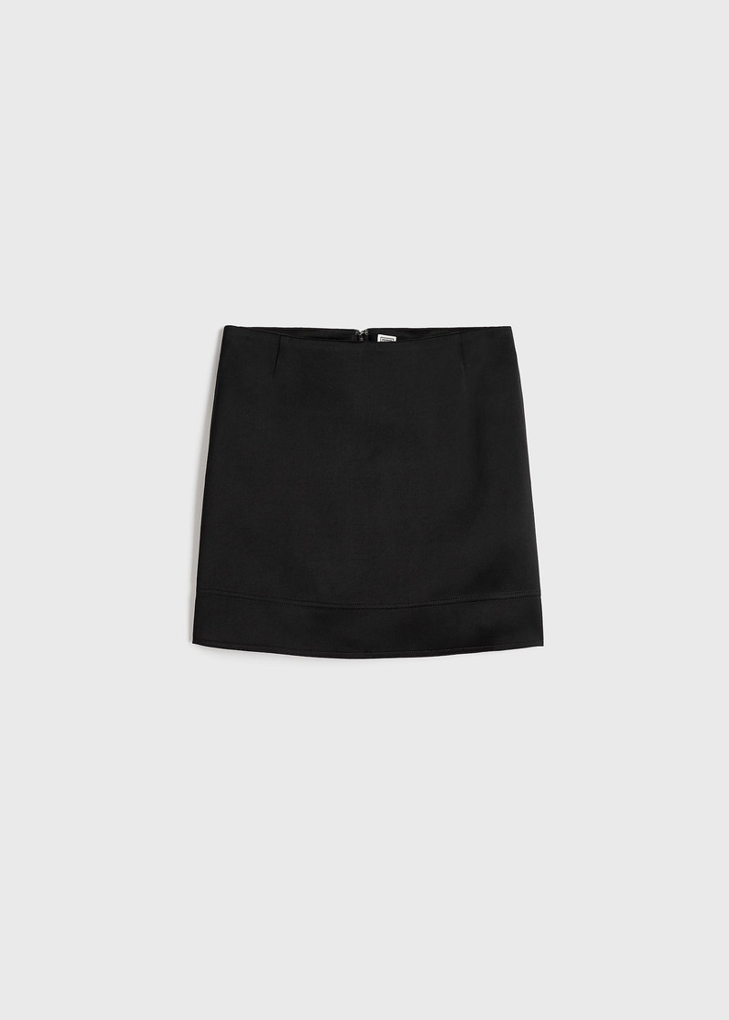 Contrast satin mini skirt black - 1