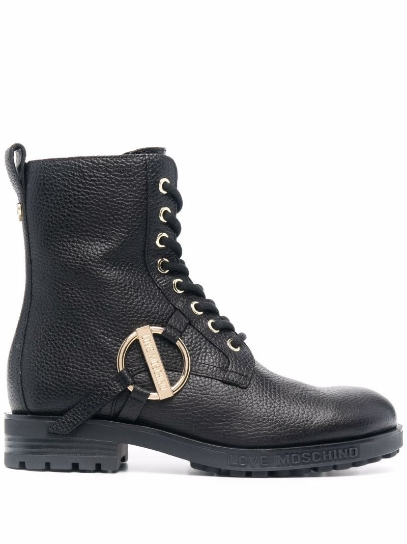 Moschino gold-tone hardware boots outlook