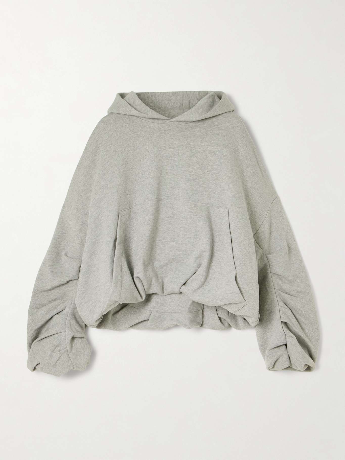 Oversized gathered cotton-jersey hoodie - 1