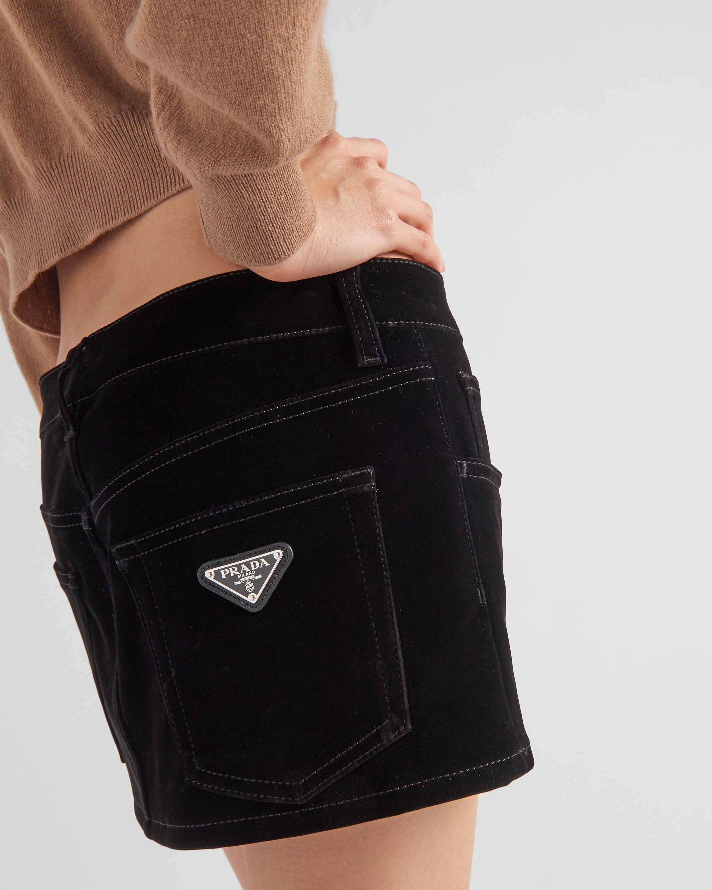 Velvet denim miniskirt - 4