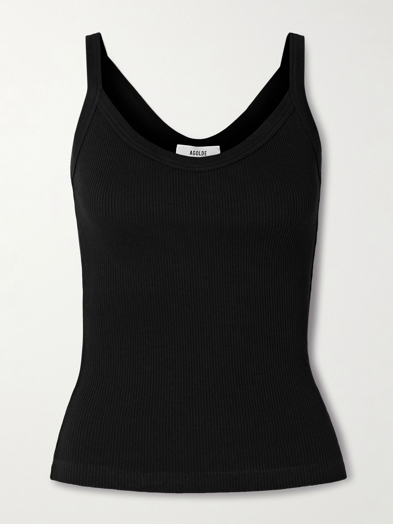 Jordan ribbed stretch-organic cotton and TENCEL™ Lyocell-blend tank Black - 1