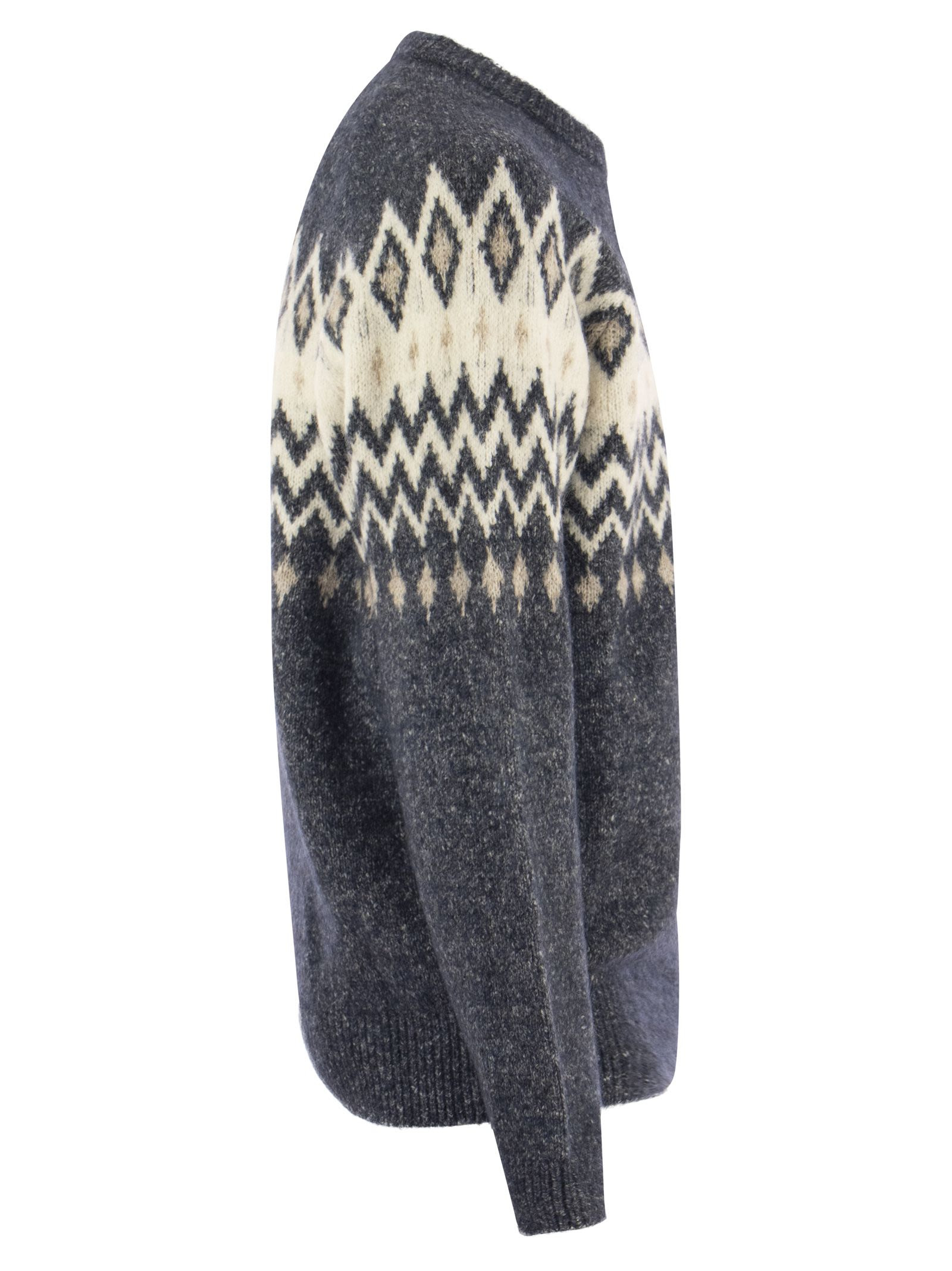 Brunello Cucinelli Men Icelandic Jacquard Buttoned Sweater In Alpaca, Cotton And Wool - 3