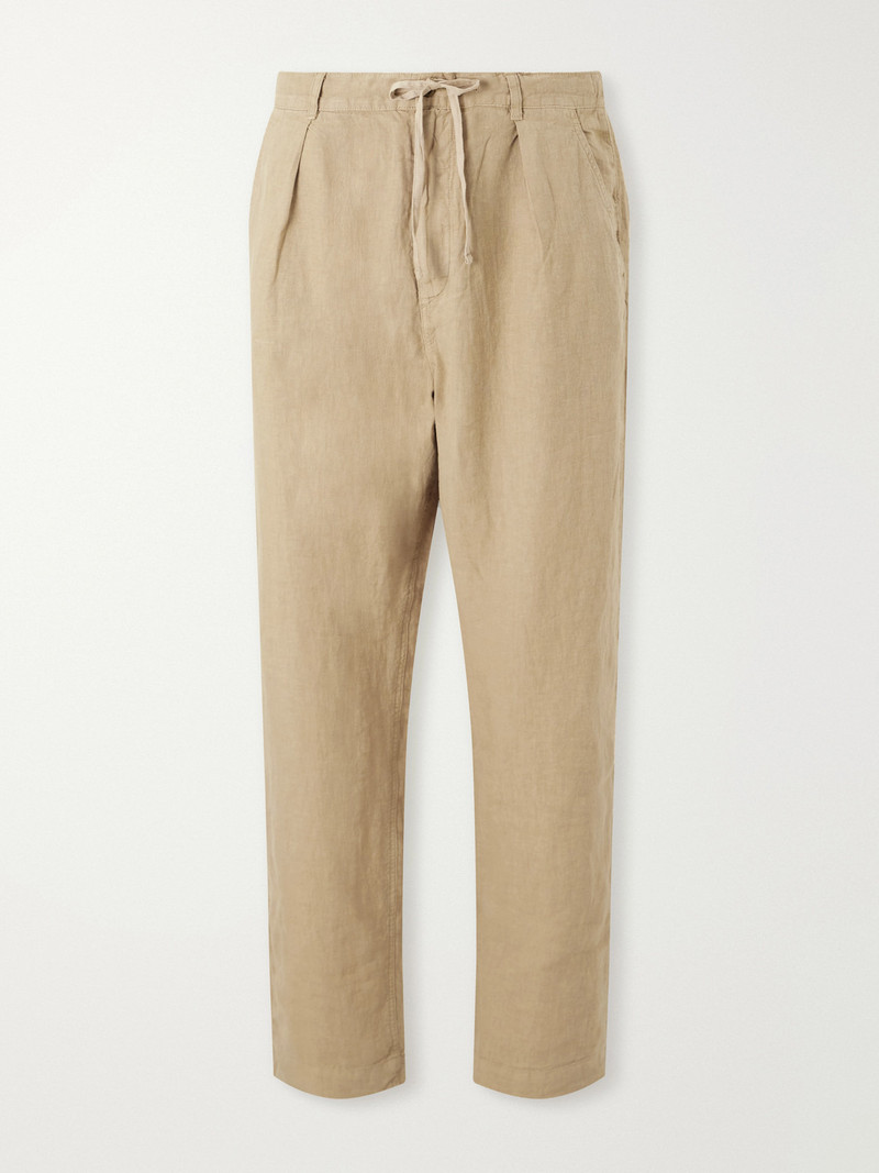 Straight-Leg Pleated Linen Trousers 1