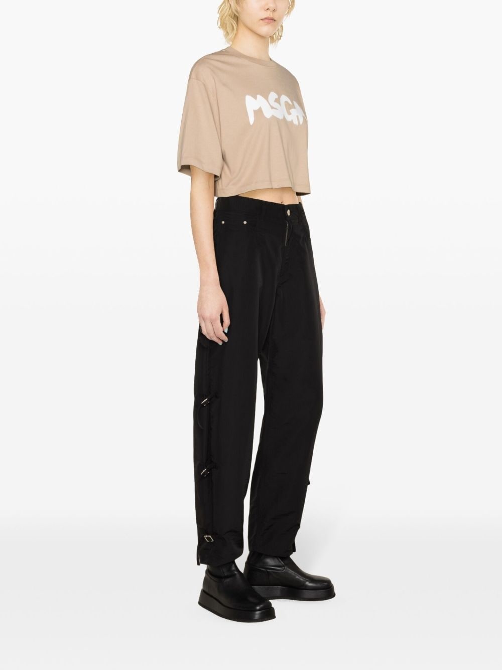 cropped logo-print cotton T-shirt - 4