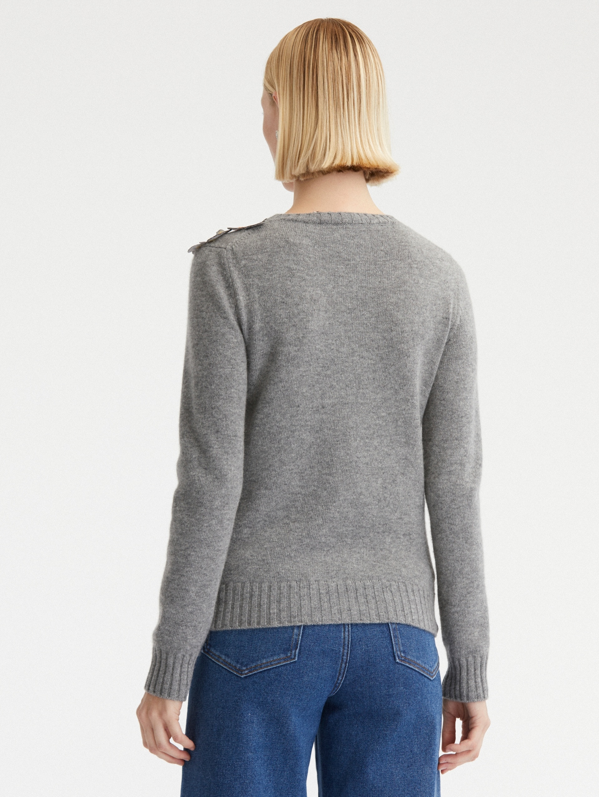 LONG SLEEVE BUTTERFLY EMBROIDERED PULLOVER - 4