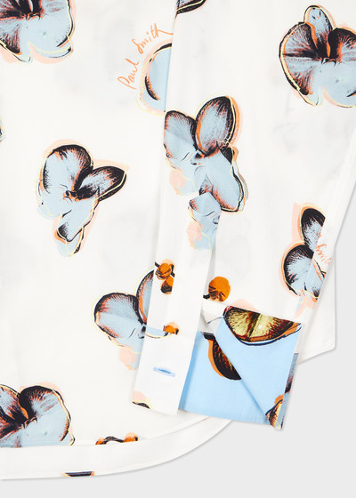 Paul Smith White 'Orchid' Print Viscose-Blend Shirt outlook
