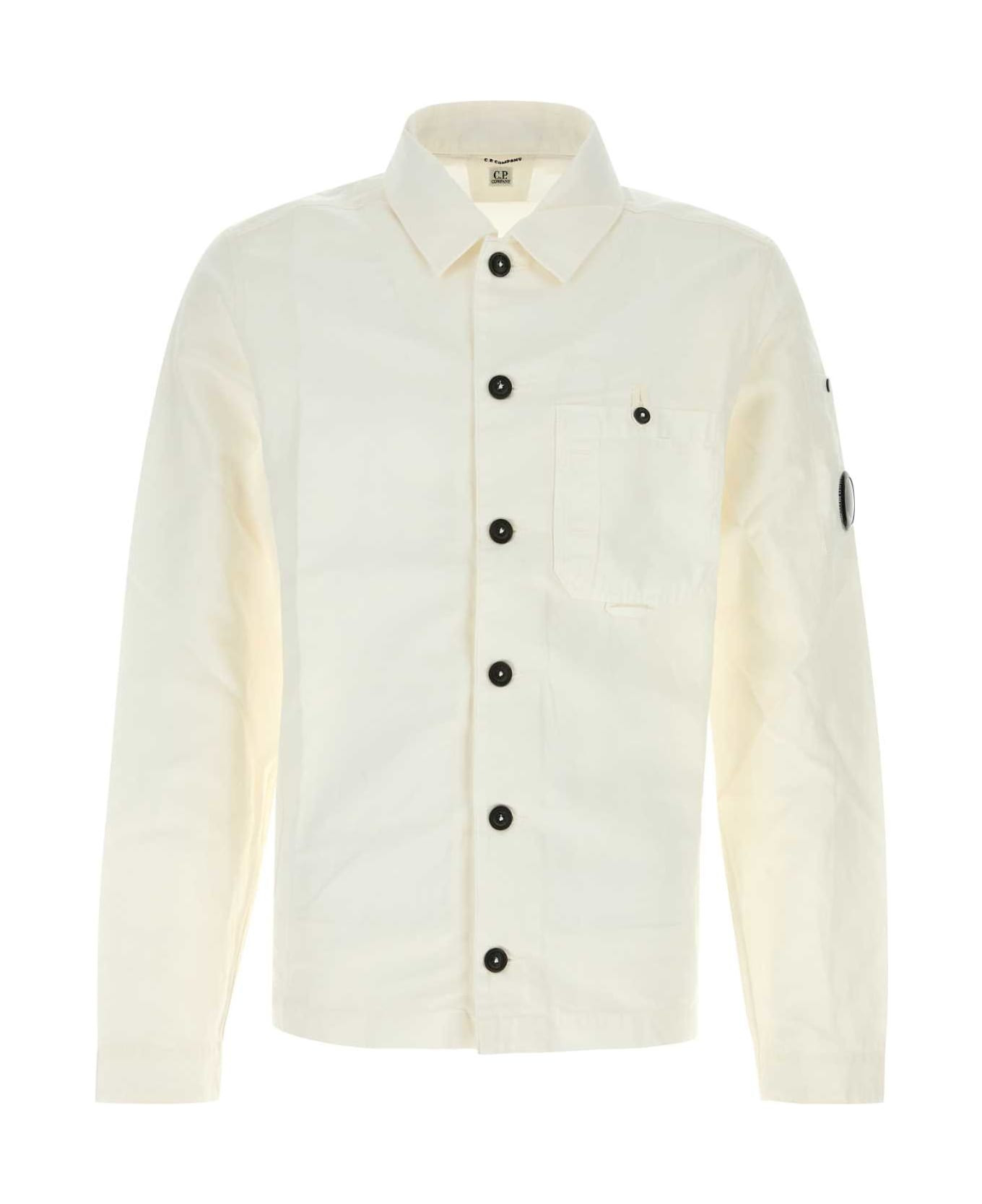 White Cotton Blend Jacket - 1