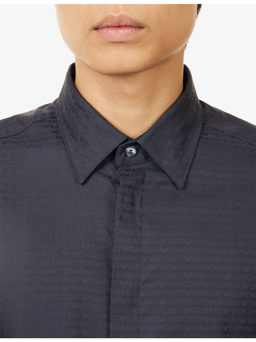 Monogram-Print Long-Sleeves Cotton Shirt - 5