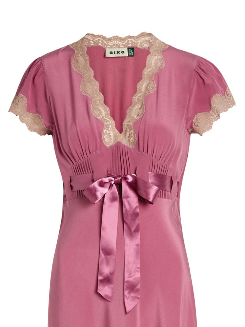 RIXO Marlice lace bow-detail midi dress outlook