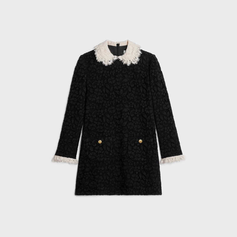 trapeze mini dress in floral guipure 1