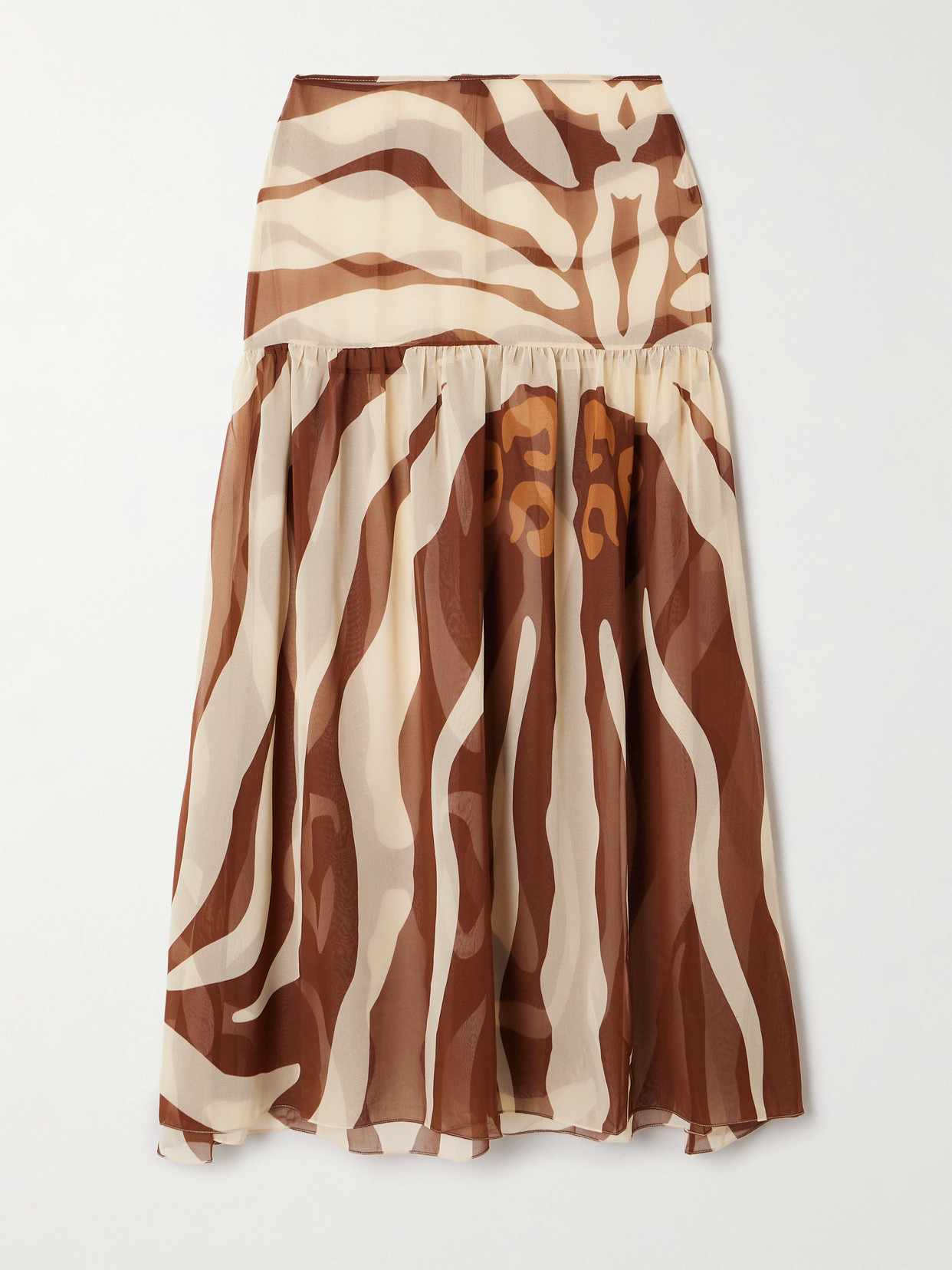 Bohemia Gathered Printed Recycled-chiffon Maxi Skirt - 1