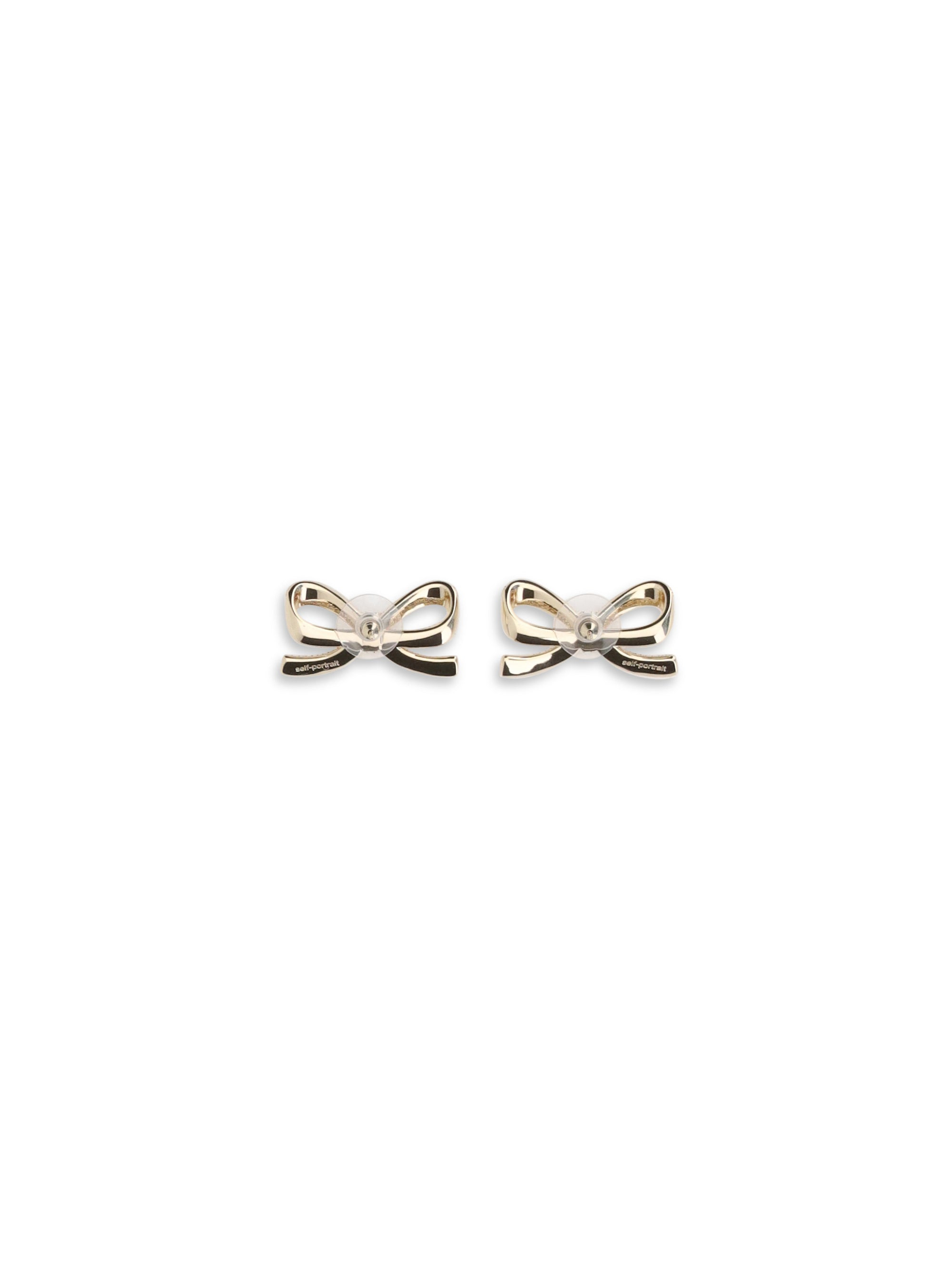Self-Portrait Women Gold Crystal Bow Earrings - 2