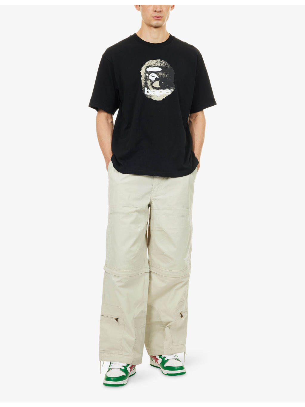 Bape Washed Cotton-Blend Cargo Trousers - 2