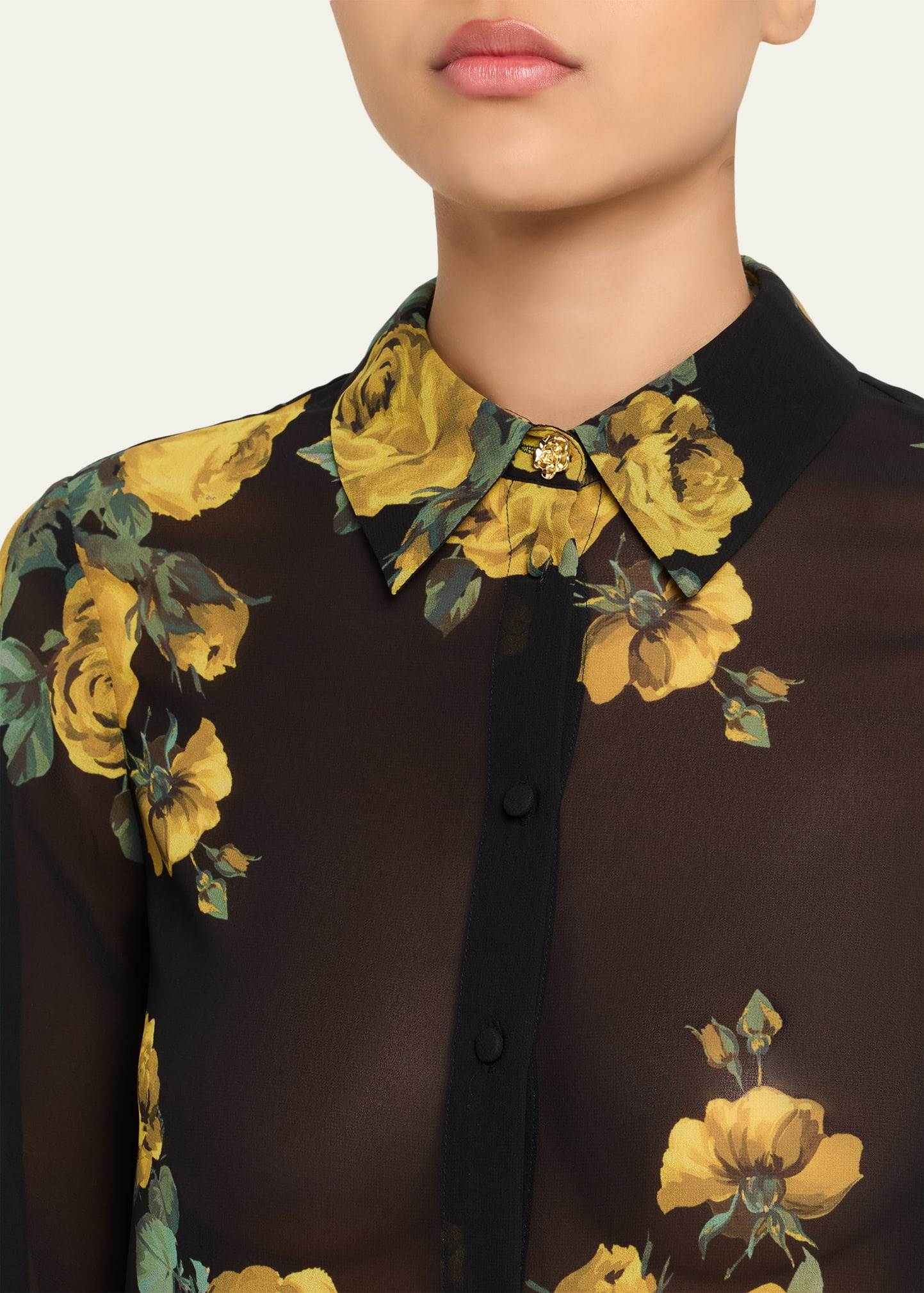 Candace Rosehips Blouson-Sleeve Buttoned Shirt - 5