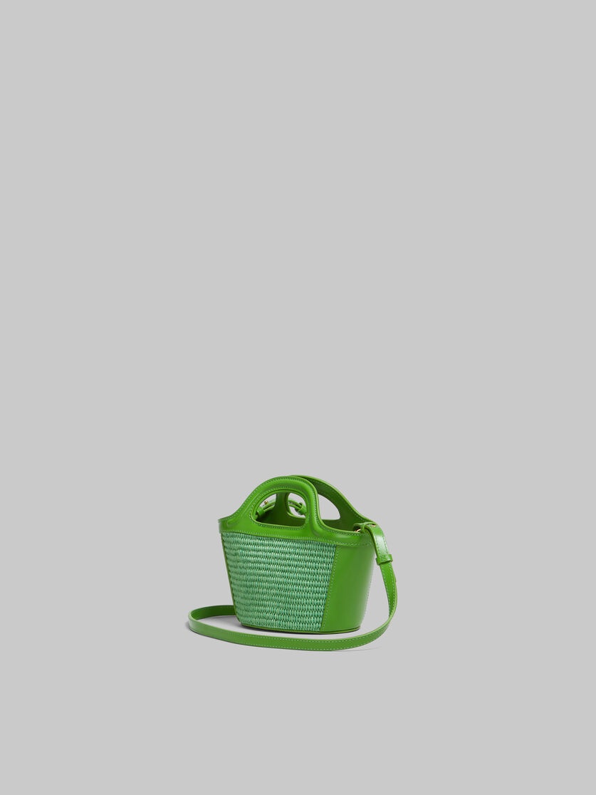 TROPICALIA MICRO BAG IN GREEN LEATHER AND RAFFIA-EFFECT FABRIC - 3