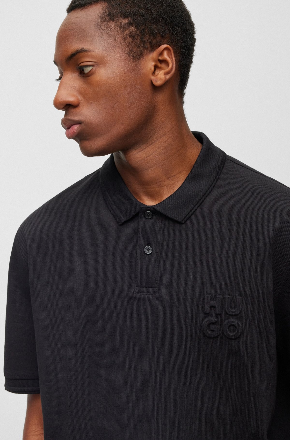 STACKED-LOGO-EMBOSSED POLO SHIRT IN COTTON PIQUÉ - 3