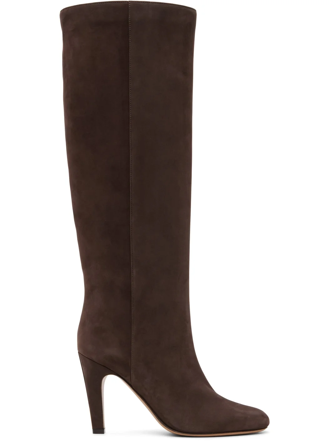 Brown Detailed Metal Heeled Tall Boots - 1