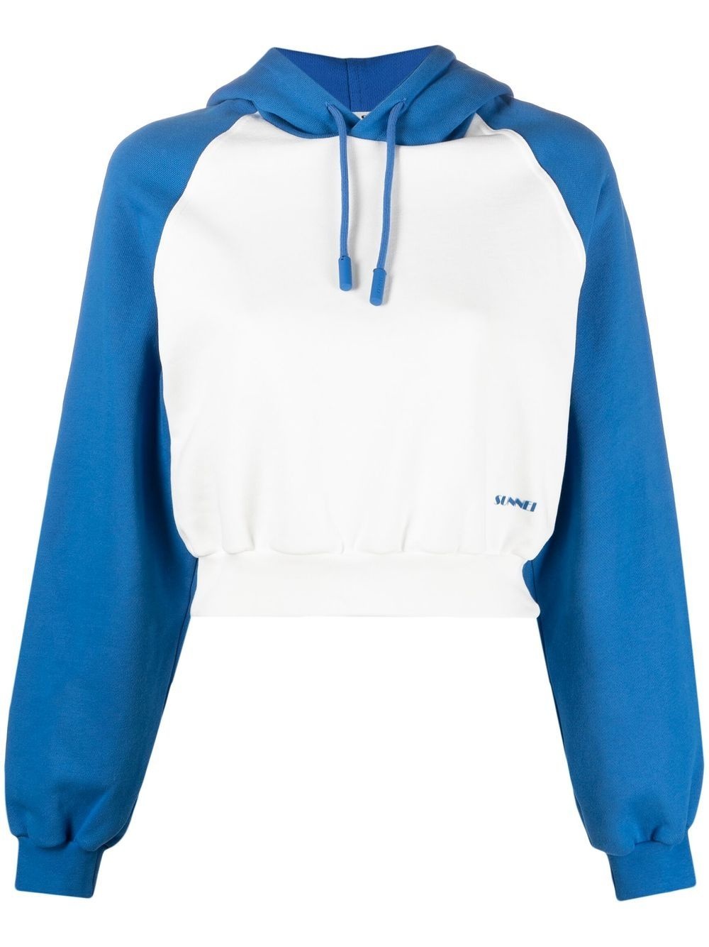 logo-print panelled hoodie - 1