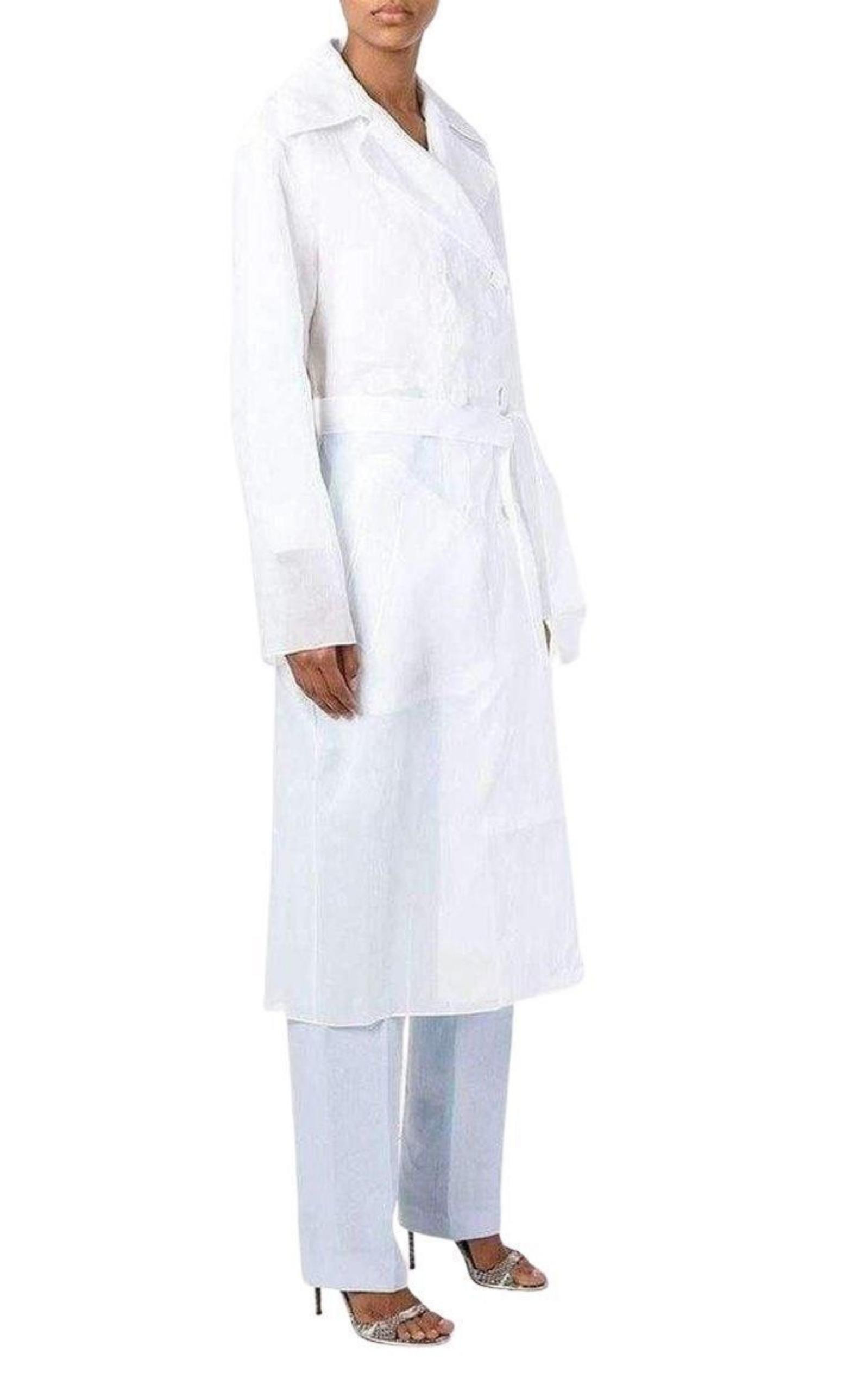 Cotton Organza Mesh Double Breasted Overcoat - 3