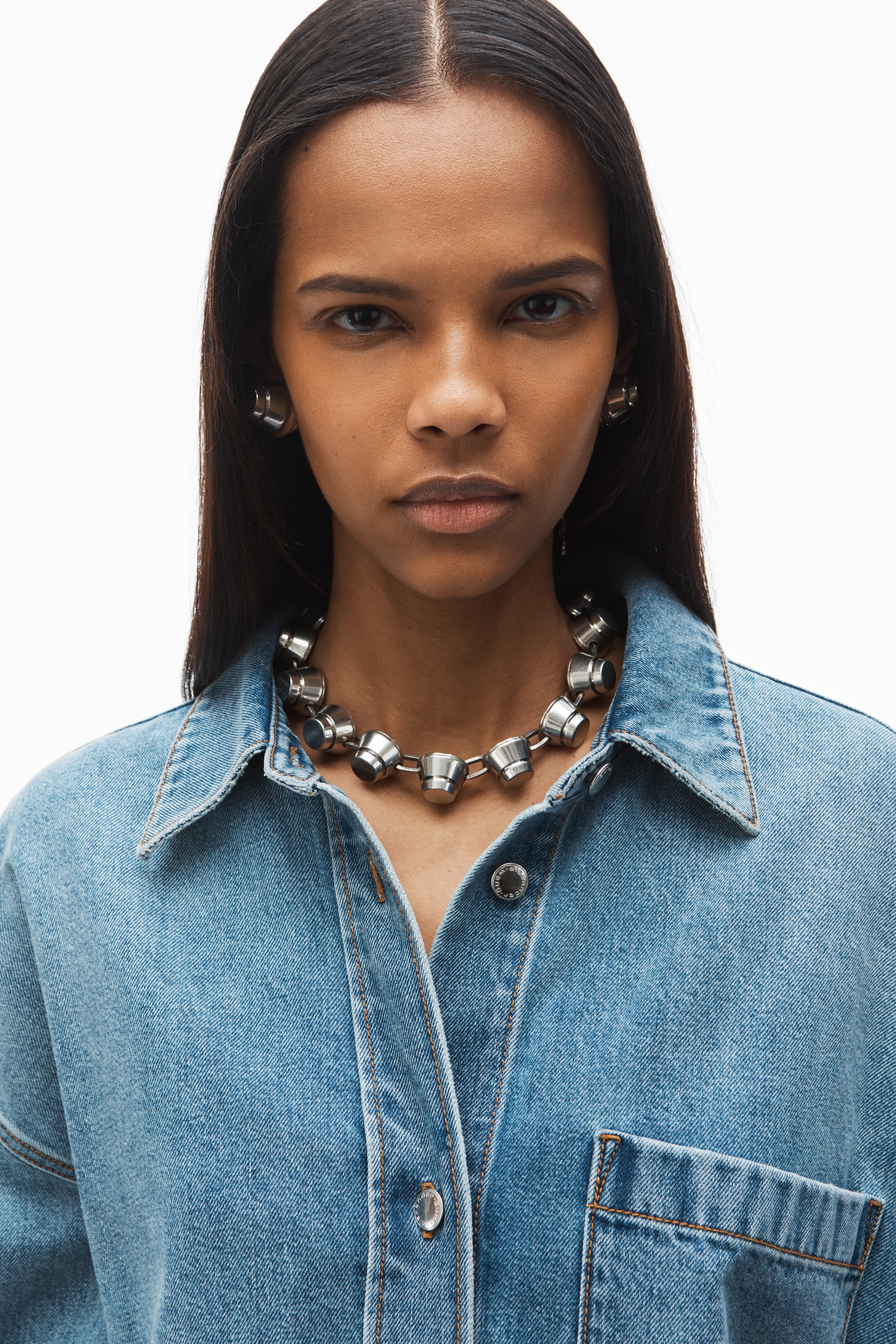 pre-styled denim shirtdress - 5