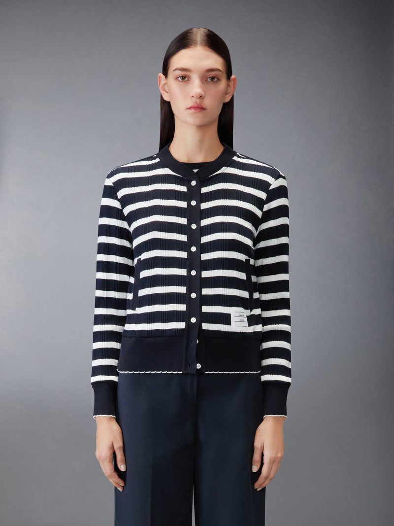 Thom Browne STRIPED RIB SCALLOP EDGE CARDIGAN outlook