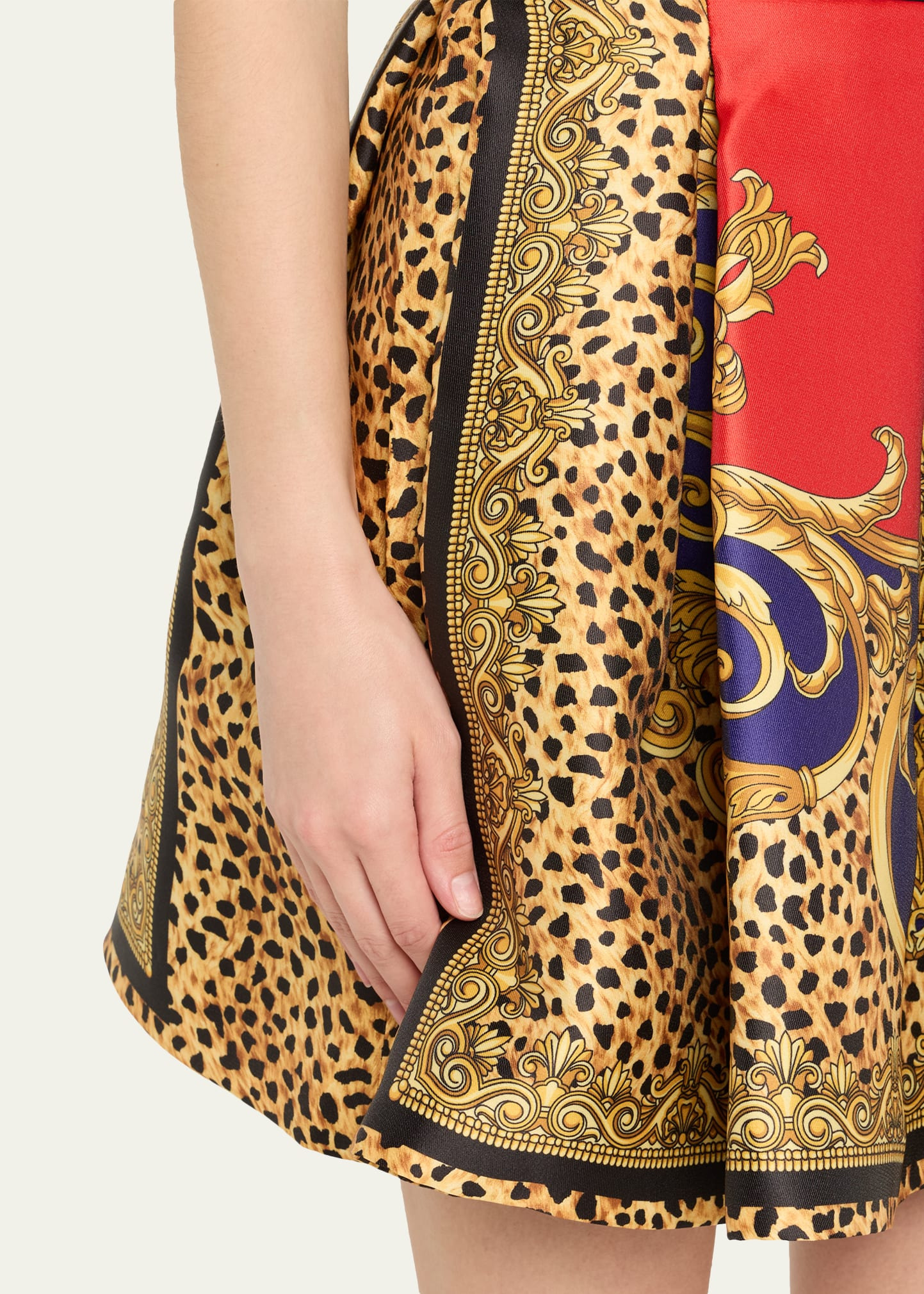 Pleated Cheetah Barocco Mini Skirt - 5