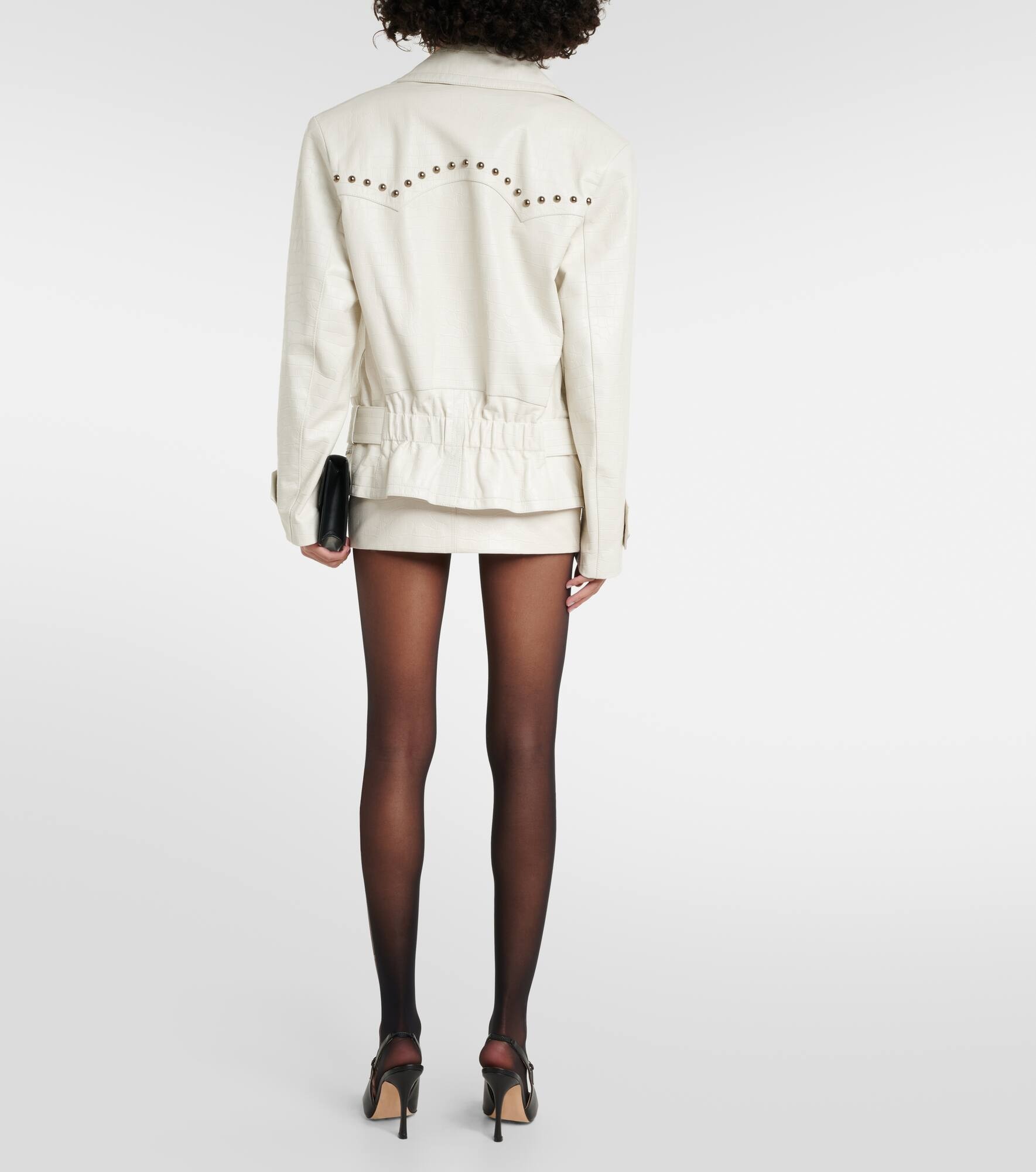 Croc-effect leather jacket - 3