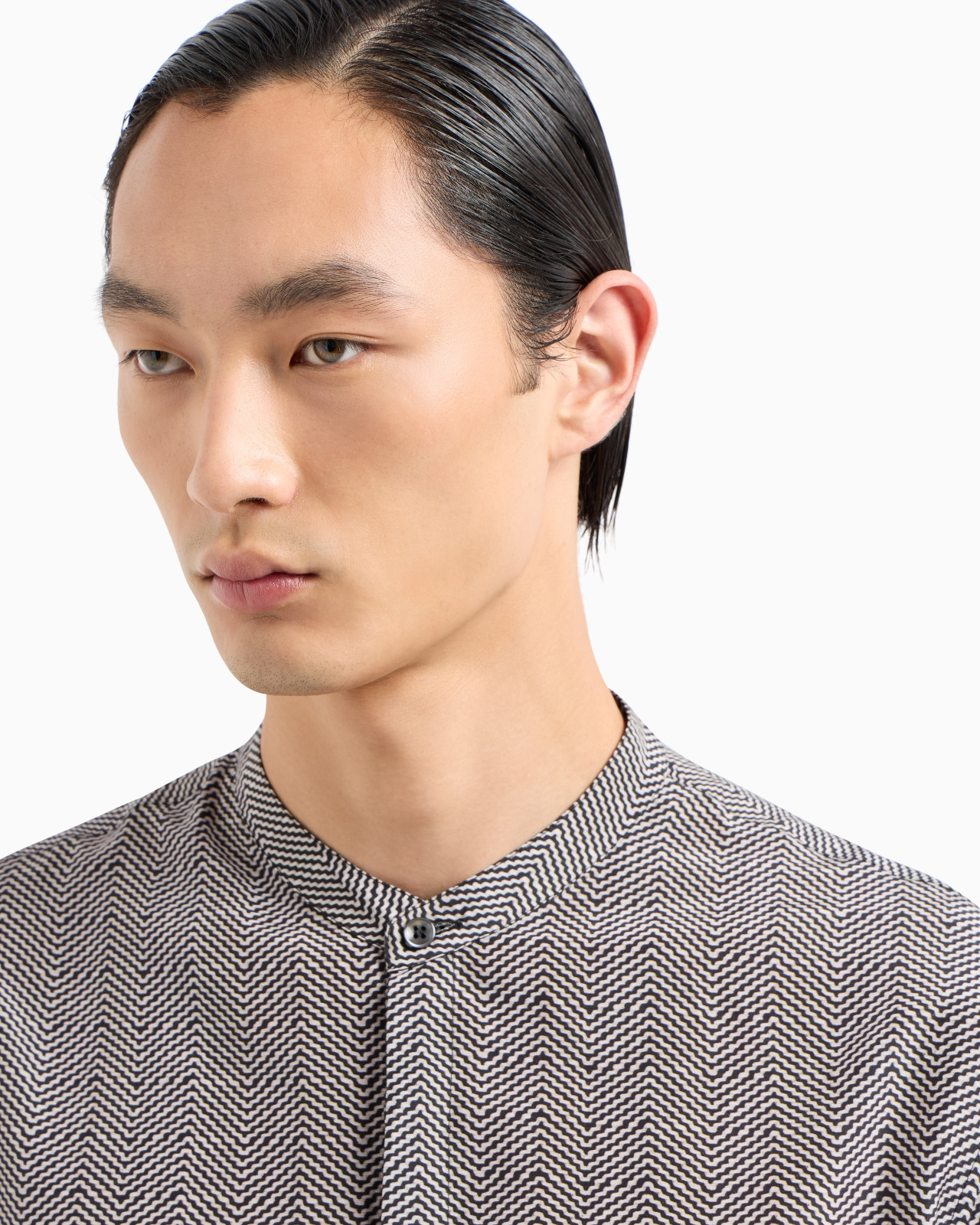 REGULAR-FIT CHEVRON-PRINT SILK AND COTTON SHIRT - 5