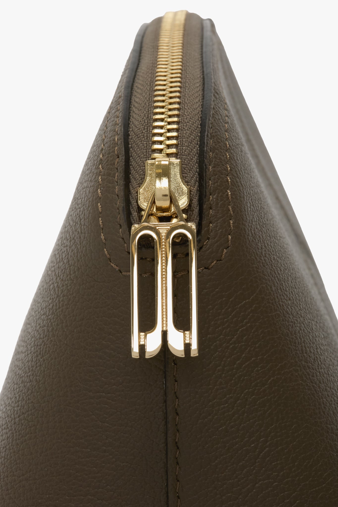 Victoria Large Pouch In Khaki Soft Grained Leather - 4
