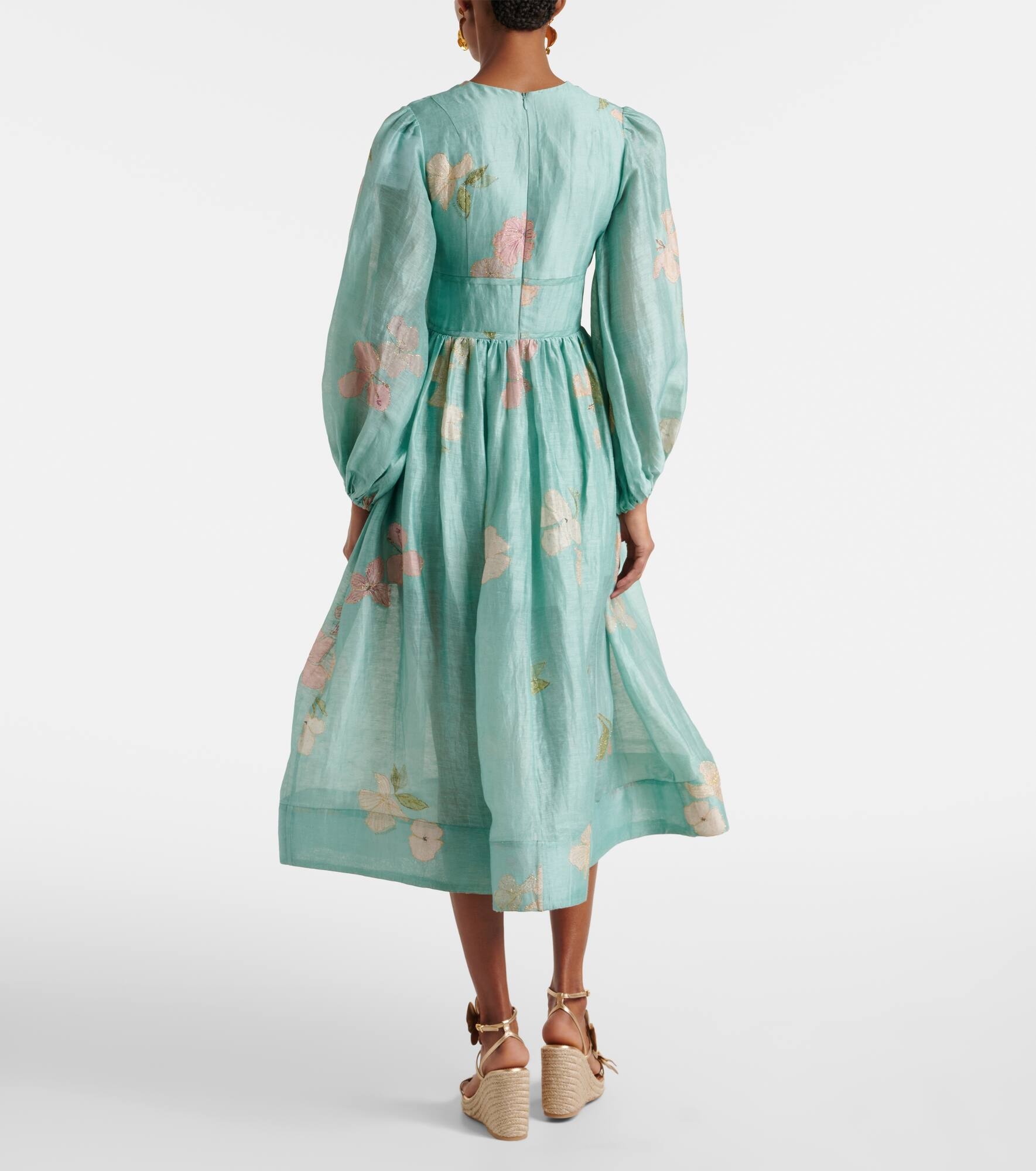 【Zimmermann】Illuminate linen and silk midi dress 59ca4ed2a2d655151f539be7d6be9d